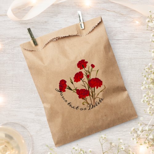 Customizable Elegant Vintage Floral Red Carnation Favor Bag