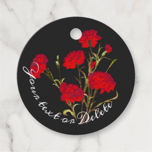 Customizable Elegant Vintage Floral Red Carnation Favor Tags