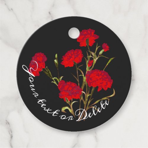 Customizable Elegant Vintage Floral Red Carnation Favor Tags
