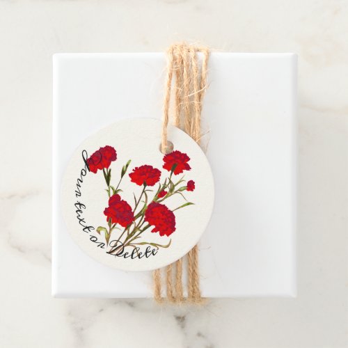 Customizable Elegant Vintage Floral Red Carnation Favor Tags