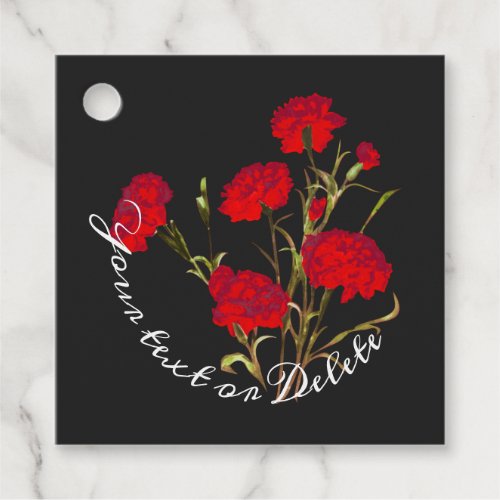 Customizable Elegant Vintage Floral Red Carnation Favor Tags