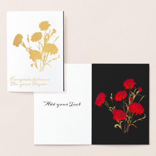 Customizable Elegant Vintage Floral Red Carnation Foil Card