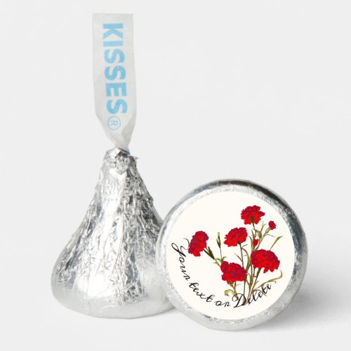  Customizable Elegant Vintage Floral Red Carnation Hersheys Kisses