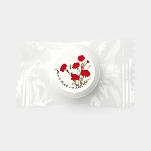  Customizable Elegant Vintage Floral Red Carnation Life Saver Mints