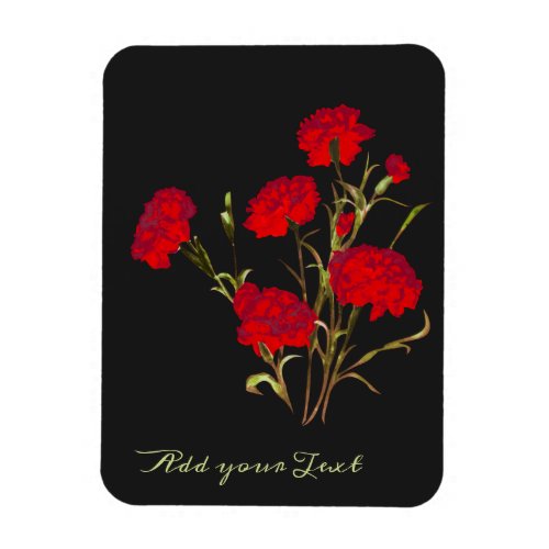 Customizable Elegant Vintage Floral Red Carnation Magnet