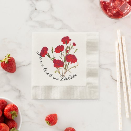 Customizable Elegant Vintage Floral Red Carnation Napkins