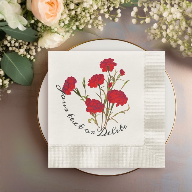 Customizable Elegant Vintage Floral Red Carnation Napkins (Creator Uploaded)