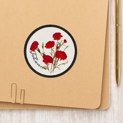 Customizable Elegant Vintage Floral Red Carnation Patch