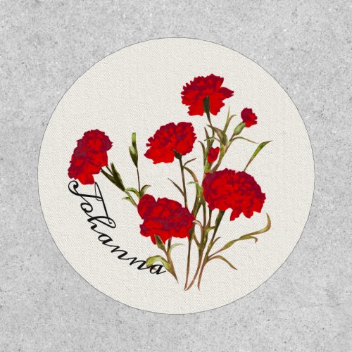 Customizable Elegant Vintage Floral Red Carnation Patch