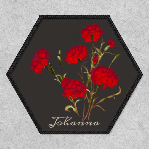 Customizable Elegant Vintage Floral Red Carnation Patch