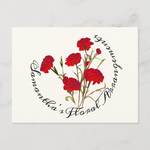 Customizable Elegant Vintage Floral Red Carnation Postcard