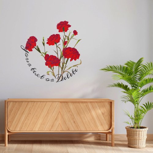  Customizable Elegant Vintage Floral Red Carnation Wall Decal