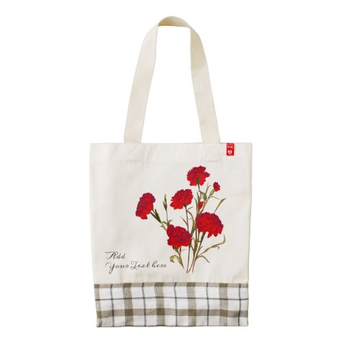 Customizable Elegant Vintage Floral Red Carnation Zazzle HEART Tote Bag