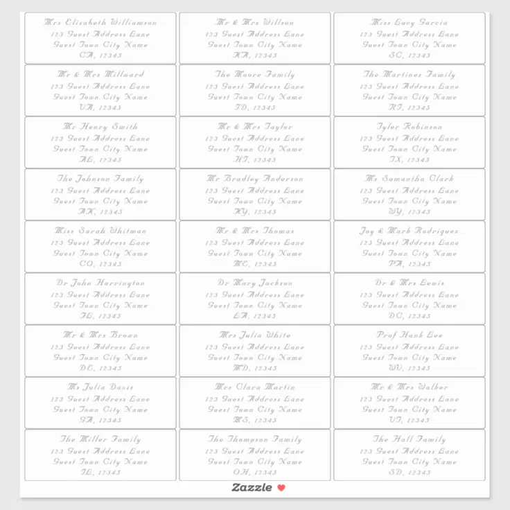 Customizable Elegant Wedding Guest Address Labels | Zazzle