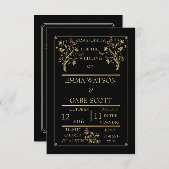 Customizable Elegant WEDDING INVITATION (Front/Back)