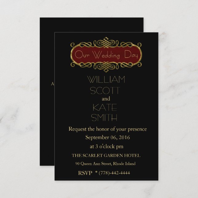 Customizable Elegant WEDDING INVITATION (Front/Back)