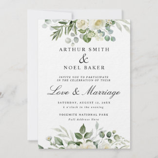 Customizable Elegant White Floral Wedding  Invitation