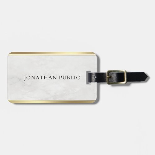 Customizable Elegant White Marble Gold Template Luggage Tag