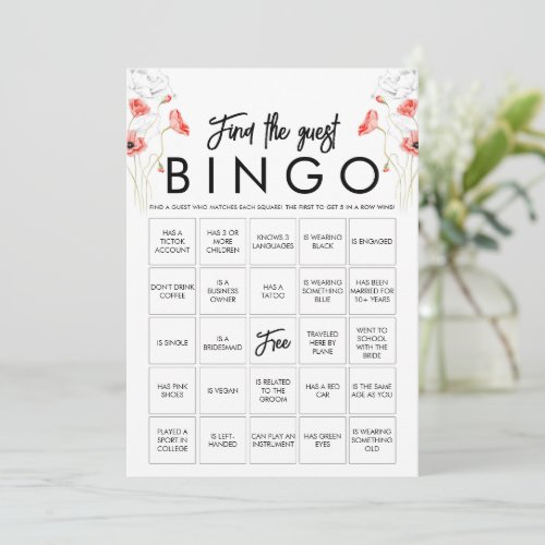 Customizable Elegant Wildflower Bingo Game Card