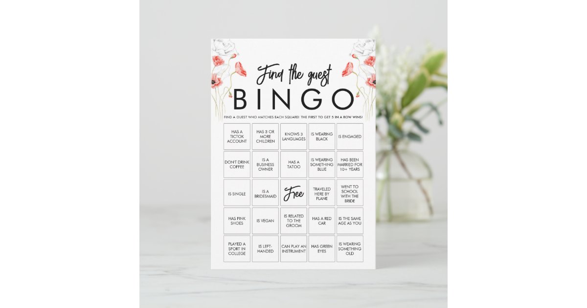 Customizable Elegant Wildflower Bingo Game Card | Zazzle