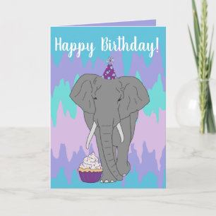 Customizable Elephant Birthday Card