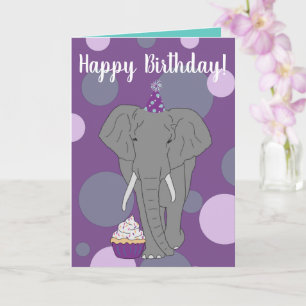 Customizable Elephant Birthday Card