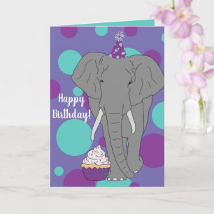 Customizable Elephant Birthday Card