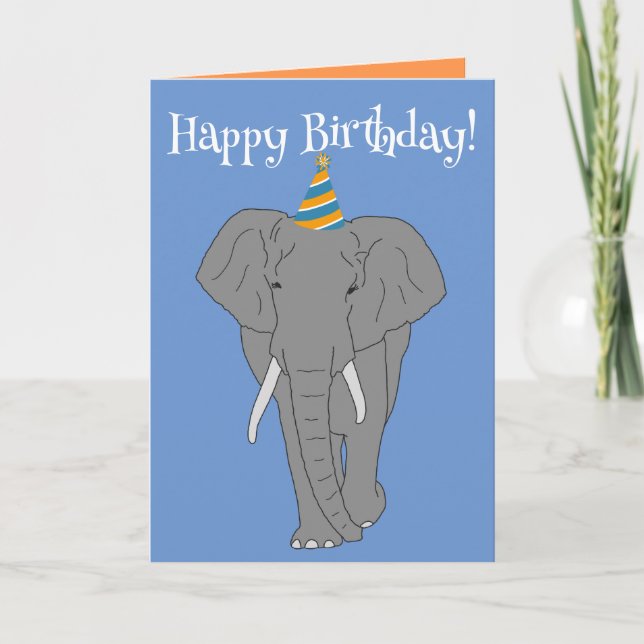 Customizable Elephant Birthday Card (Front)