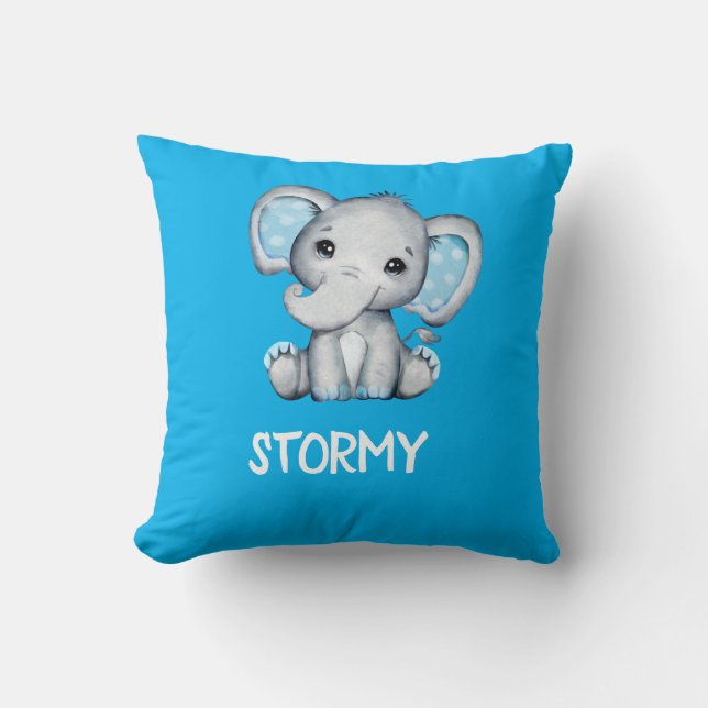 Customizable Elephant Design   Throw Pillow (Front)