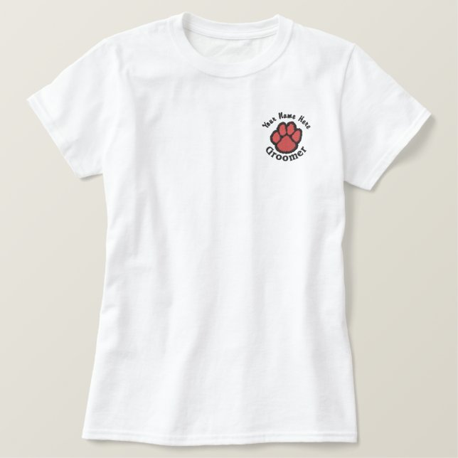 Customizable Embroidered Dog Groomer Tees, Sweats Embroidered Shirt (Design Front)