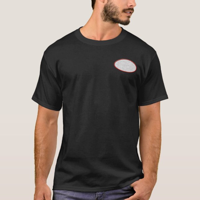 Customizable embroidered oval patch front & back  T-Shirt (Front)