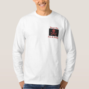 Customizable Embroidered Pirate Flag Tees, Sweats Long Sleeve T-Shirt