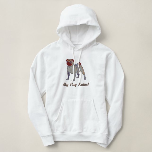 Customizable Embroidered Pug Sweatshirts (Design Front)
