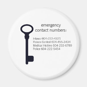 Customizable Emergency Contact Numbers Magnet