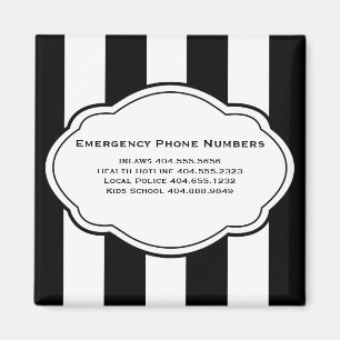 Customizable Emergency Contact Numbers Magnet