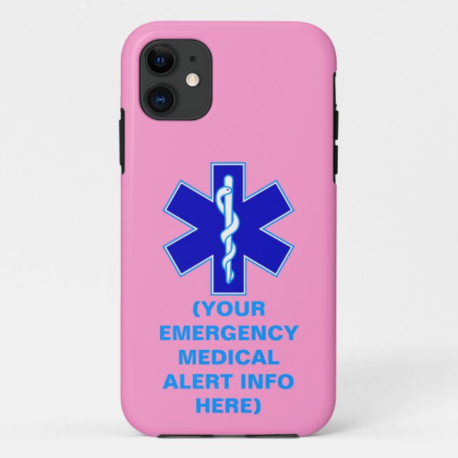 Customizable Emergency Medical Alert iPhone Cases (Back)