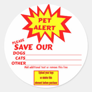 Customizable Emergency Pet Alert Stickers
