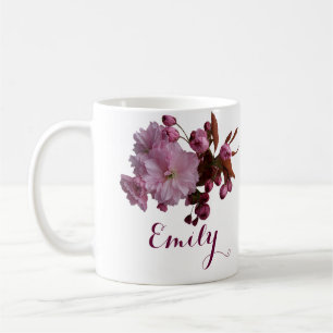 Customizable Emily name pink cherry blossom flora Coffee Mug