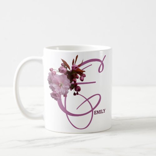 Customizable Emily name pink rose flowers vintage  Coffee Mug