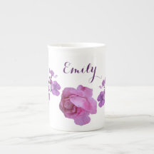 Customizable Emily name pink rose purple floral