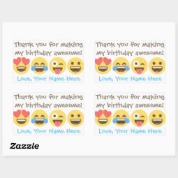 Customizable Emoji Thank You Stickers -Emoji faces | Zazzle