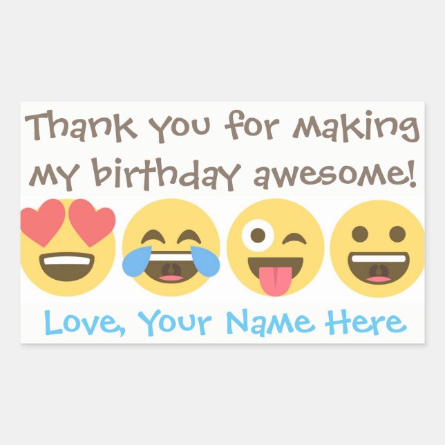Customizable Emoji Thank You Stickers -Emoji faces (Front)