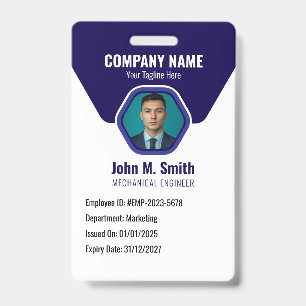 Customizable Employee ID Badge Blue