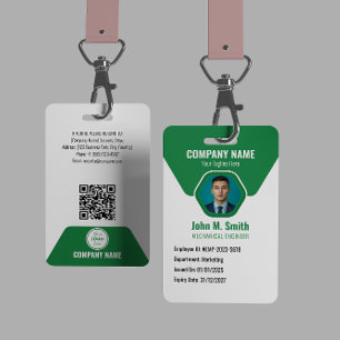 Customizable Employee ID Badge Green