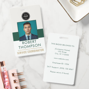 Customizable Employee Photo ID Card Logo - Green Badge