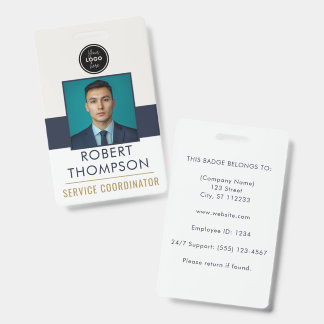 Customizable Employee Photo ID Card Logo - Navy  Badge