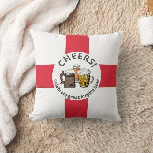 Customizable ENGLAND FLAG Beers Throw Pillow