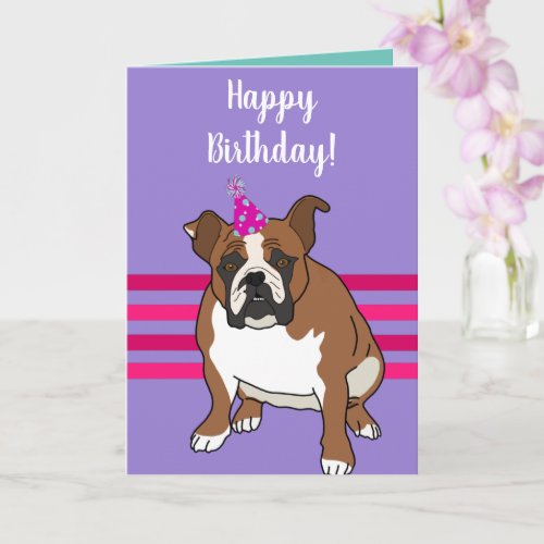 Customizable English Bulldog Birthday Card