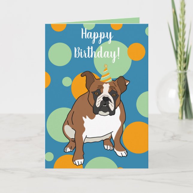 Customizable English Bulldog Birthday Card (Front)