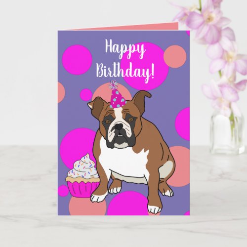 Customizable English Bulldog Birthday Card